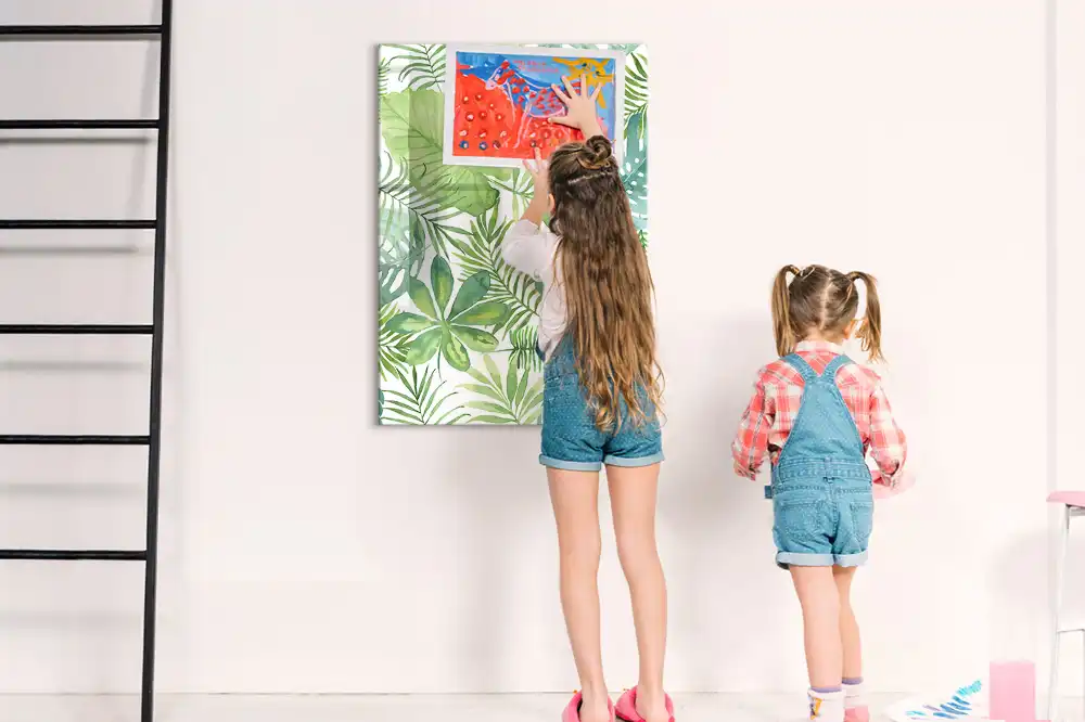 Tableau blanc magnétique effaçable à sec motif forêt aquarelle