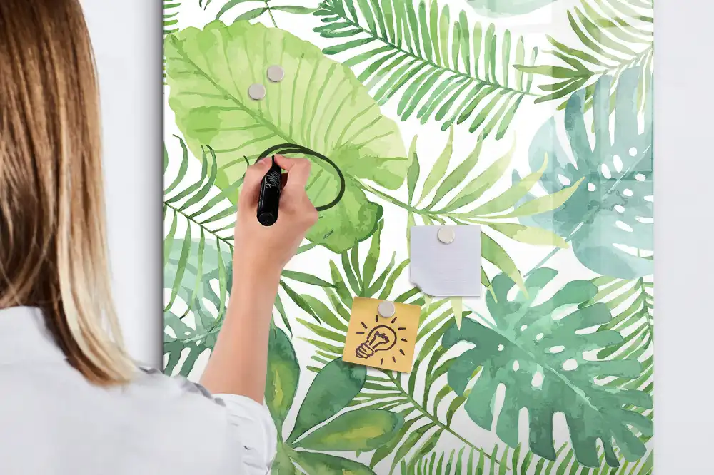 Tableau blanc magnétique effaçable à sec motif forêt aquarelle