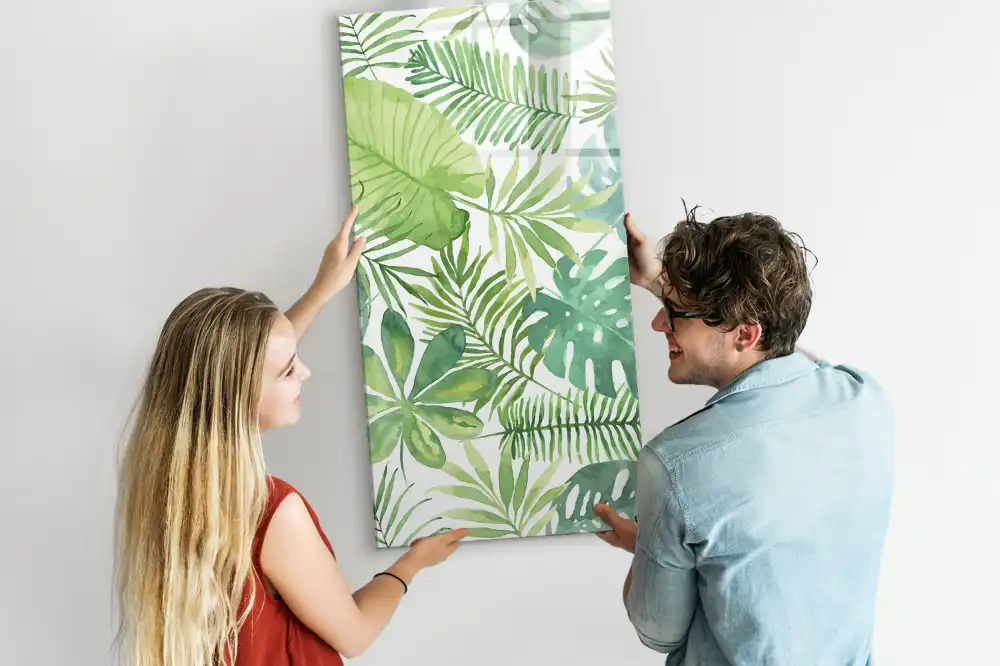 Tableau blanc magnétique effaçable à sec motif forêt aquarelle