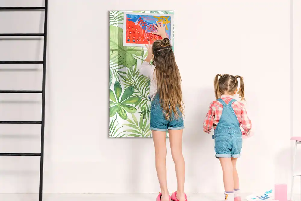Tableau blanc magnétique effaçable à sec motif forêt aquarelle