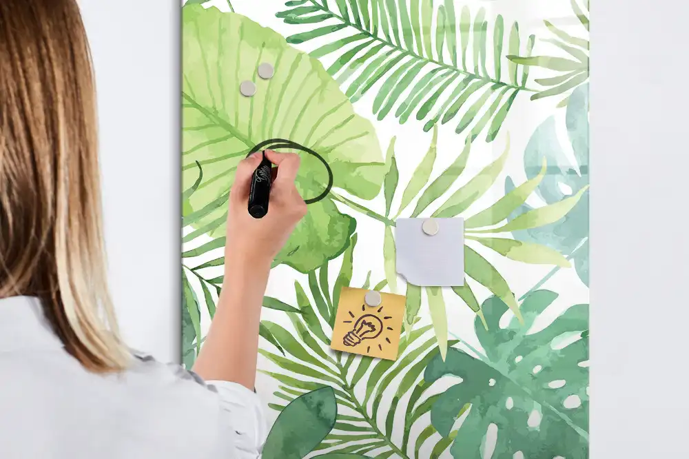 Tableau blanc magnétique effaçable à sec motif forêt aquarelle