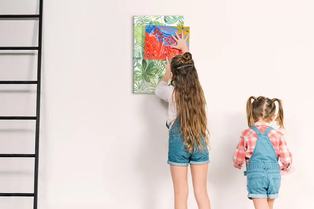 Tableau blanc magnétique effaçable à sec motif forêt aquarelle