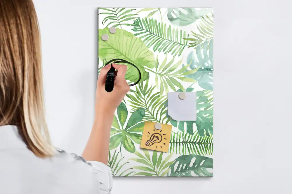 Tableau blanc magnétique effaçable à sec motif forêt aquarelle