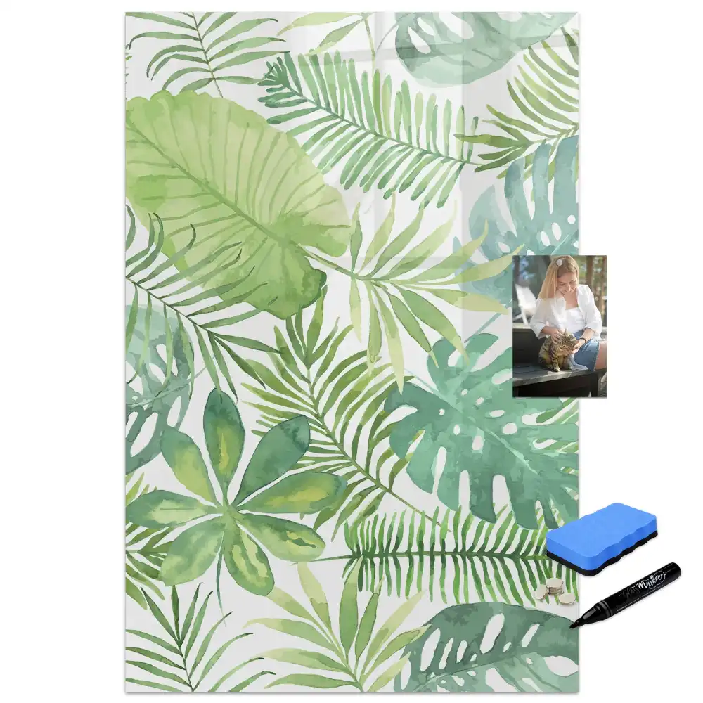Tableau blanc magnétique effaçable à sec motif forêt aquarelle