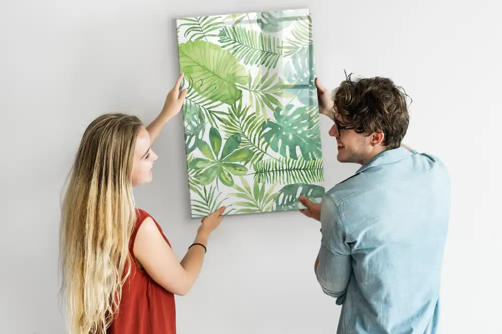 Tableau blanc magnétique effaçable à sec motif forêt aquarelle