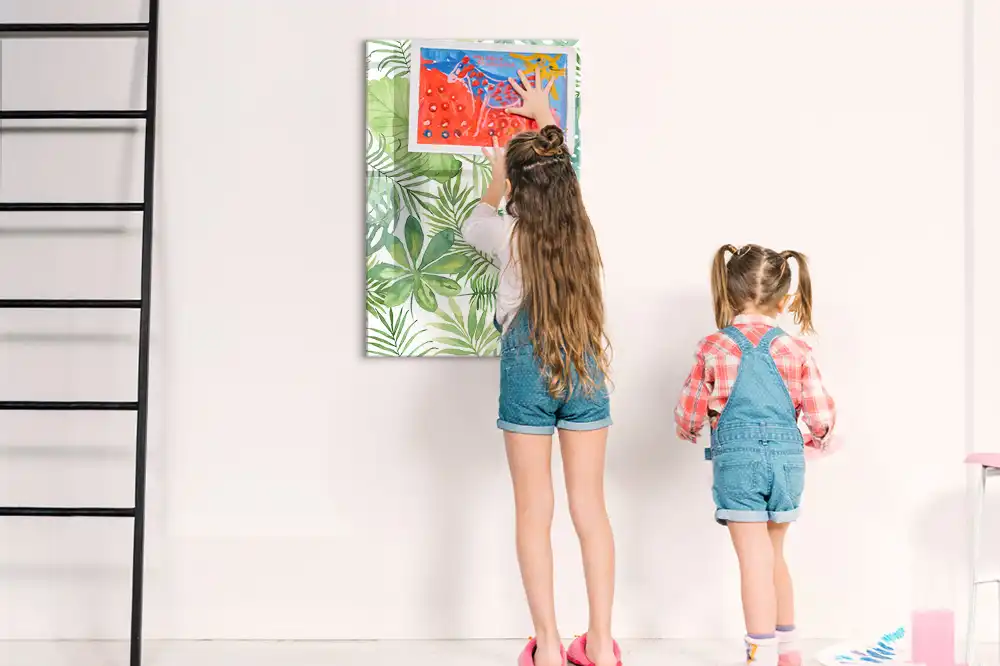 Tableau blanc magnétique effaçable à sec motif forêt aquarelle
