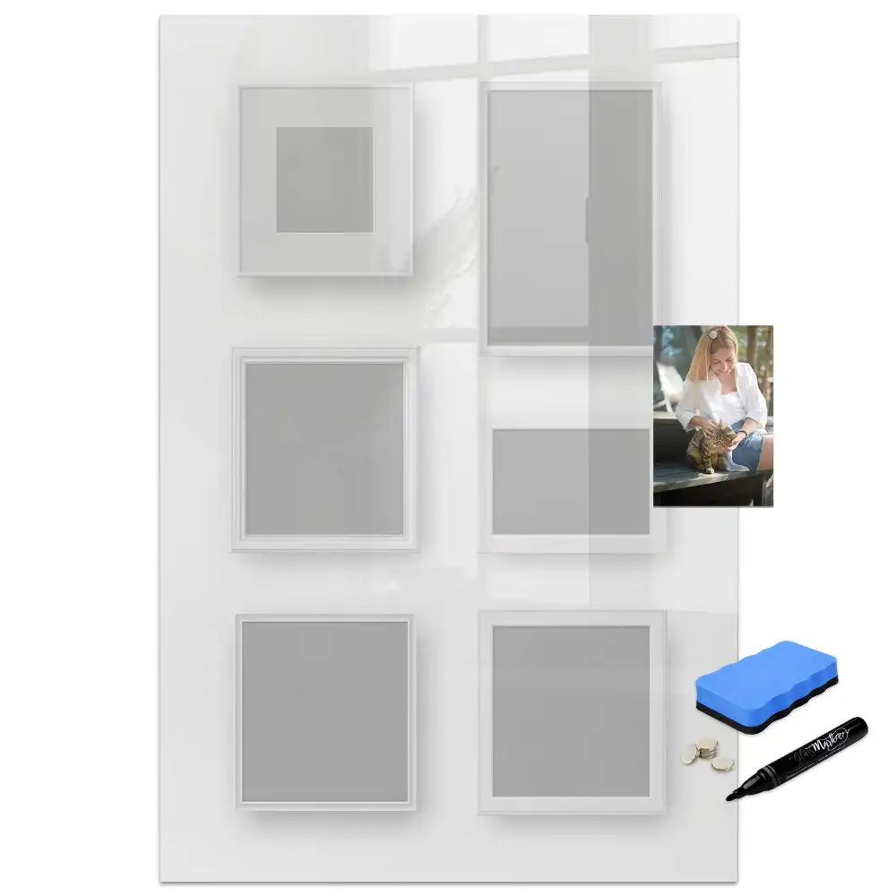 Tableau magnétique avec feutre et cadres photo