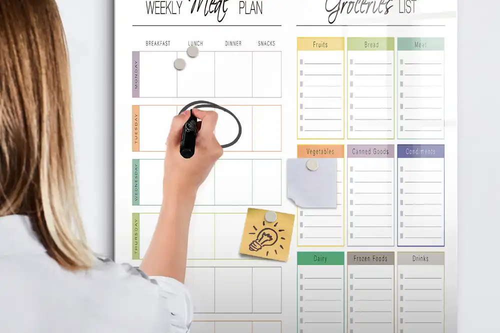 Tableau magnétique pour menu et dessin hebdomadaire