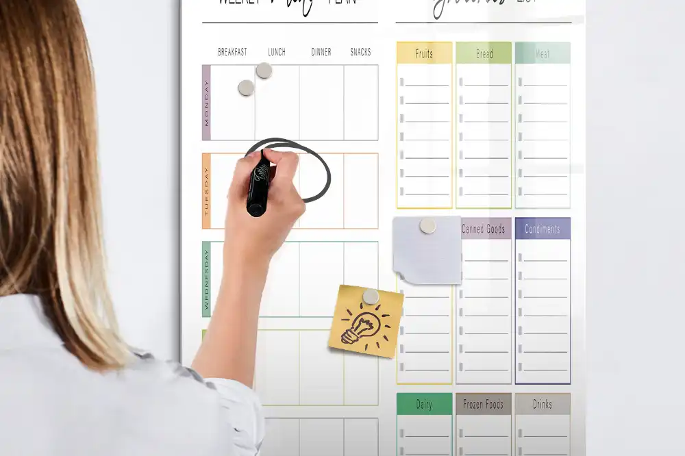 Tableau magnétique pour menu et dessin hebdomadaire