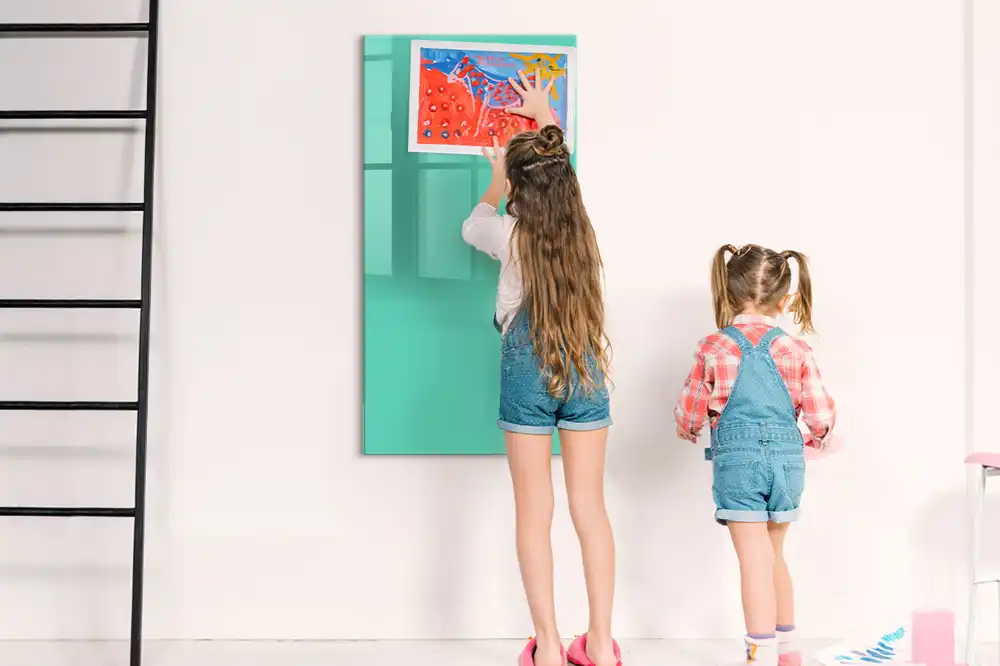 Tableau magnétique turquoise avec feutre