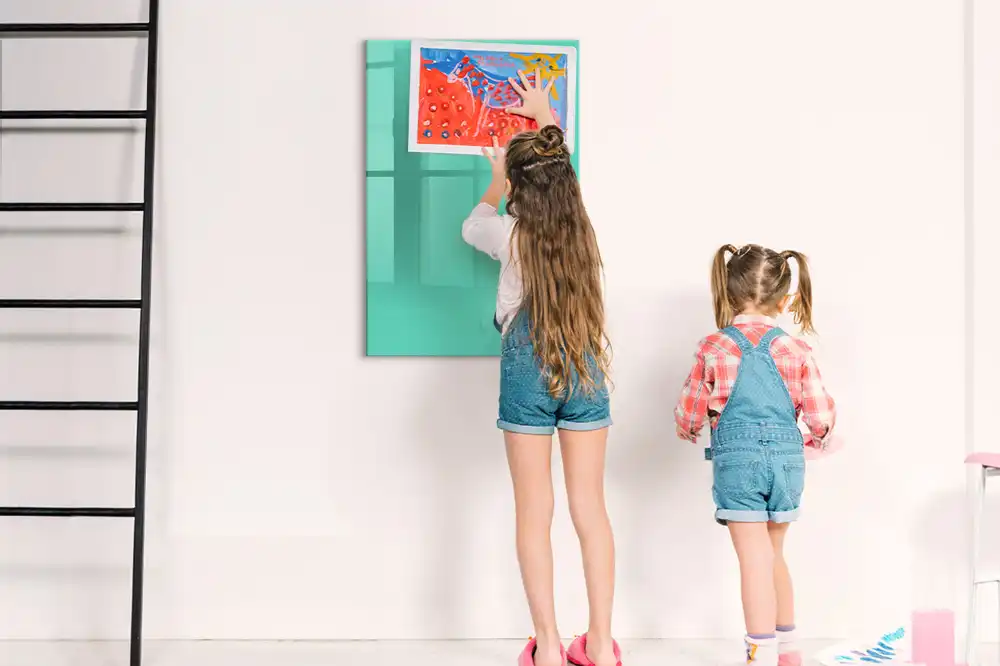 Tableau magnétique turquoise avec feutre