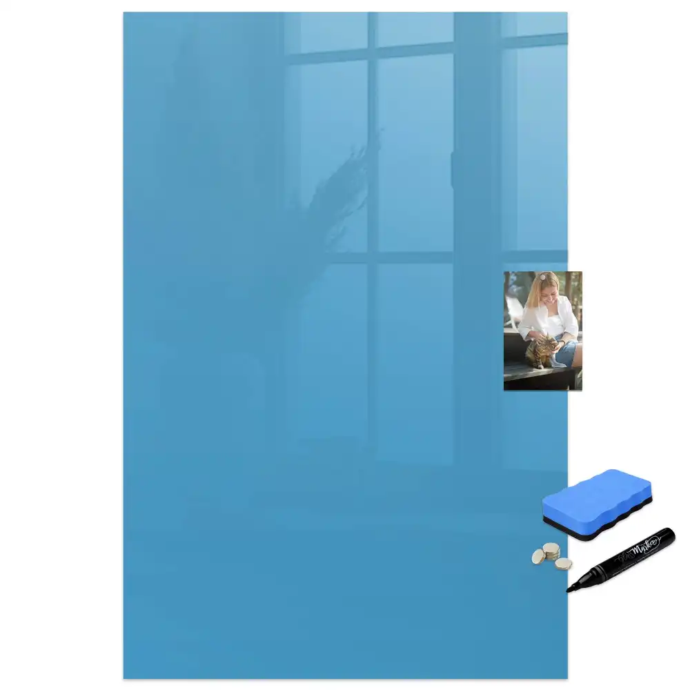 Tableau blanc magnétique effaçable à sec bleu