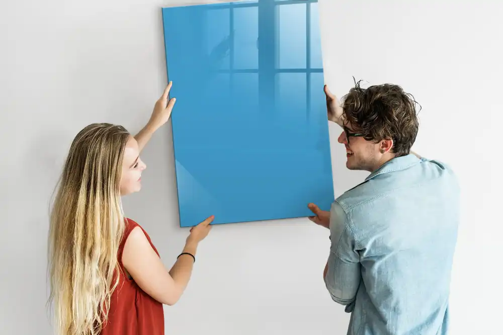 Tableau blanc magnétique effaçable à sec bleu
