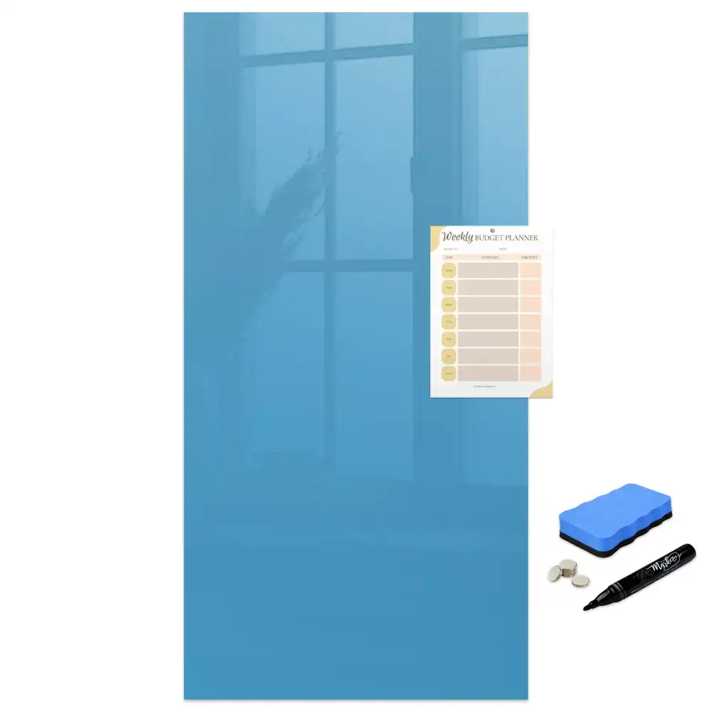 Tableau blanc magnétique effaçable à sec bleu