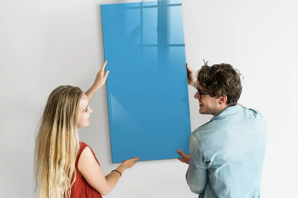 Tableau blanc magnétique effaçable à sec bleu