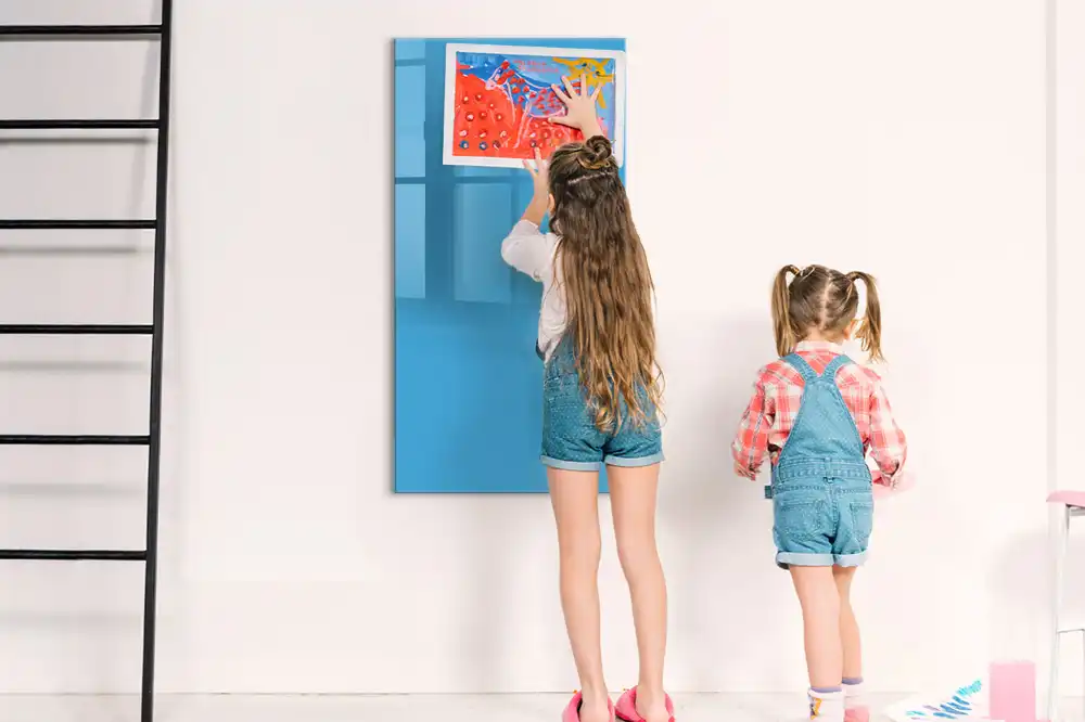 Tableau blanc magnétique effaçable à sec bleu