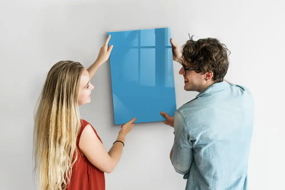 Tableau blanc magnétique effaçable à sec bleu