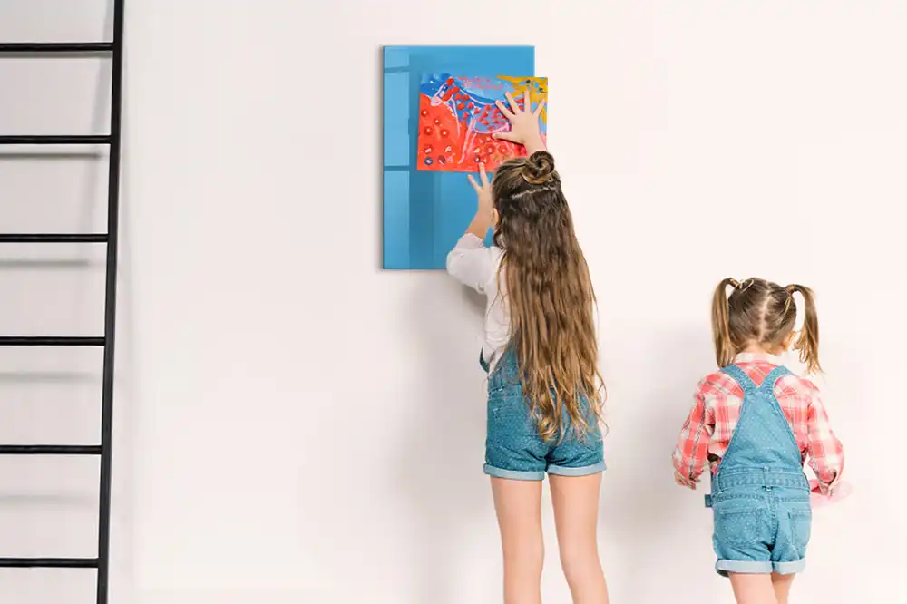 Tableau blanc magnétique effaçable à sec bleu