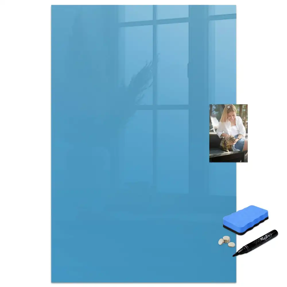 Tableau blanc magnétique effaçable à sec bleu
