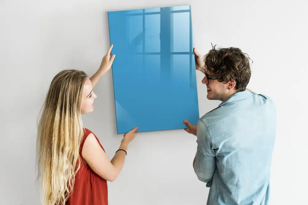 Tableau blanc magnétique effaçable à sec bleu