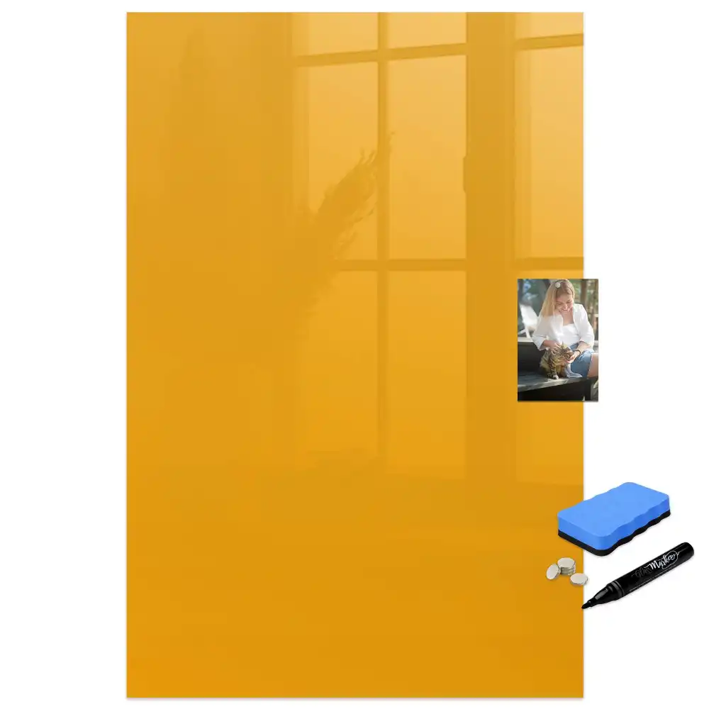 Tableau blanc magnétique effaçable à sec jaune doré