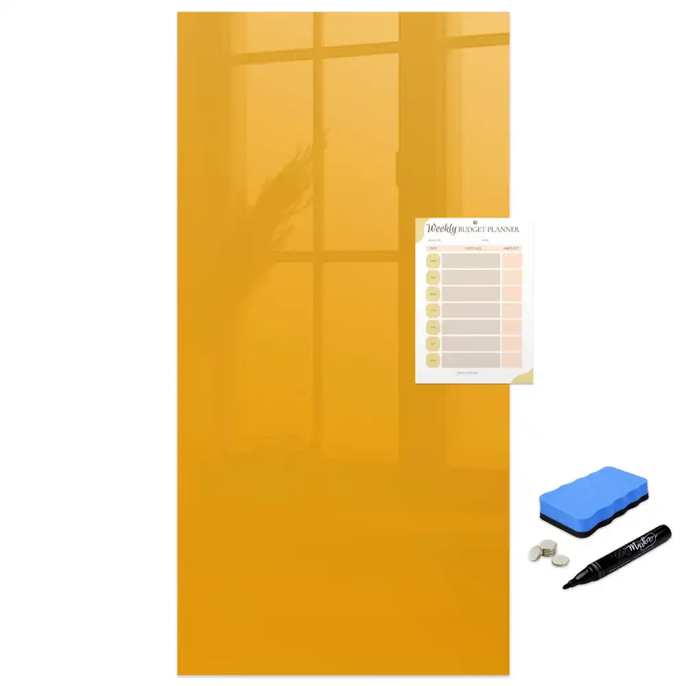 Tableau blanc magnétique effaçable à sec jaune doré