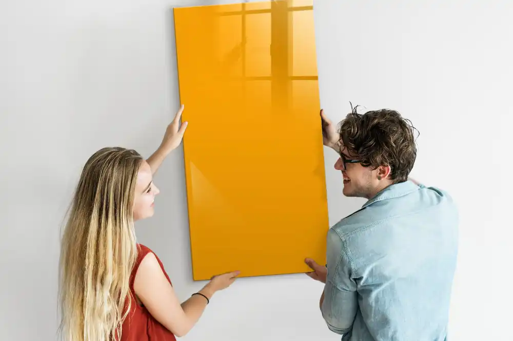 Tableau blanc magnétique effaçable à sec jaune doré
