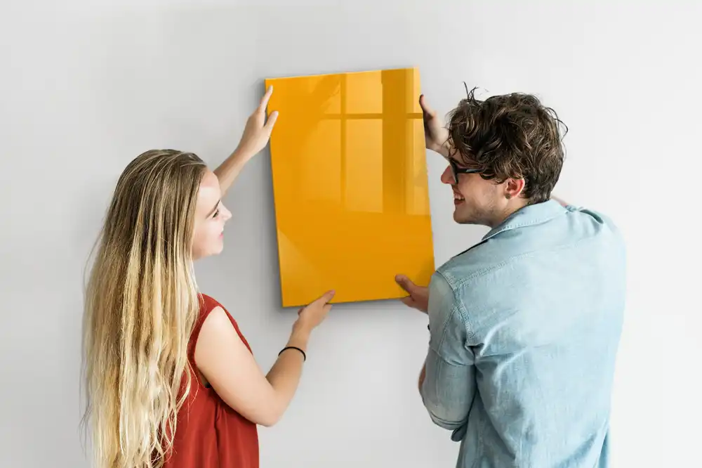 Tableau blanc magnétique effaçable à sec jaune doré