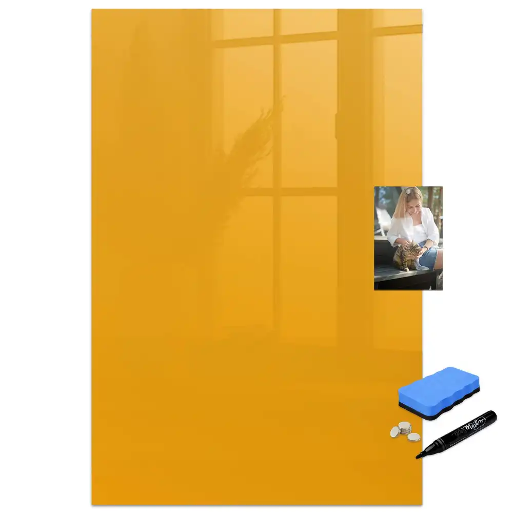 Tableau blanc magnétique effaçable à sec jaune doré