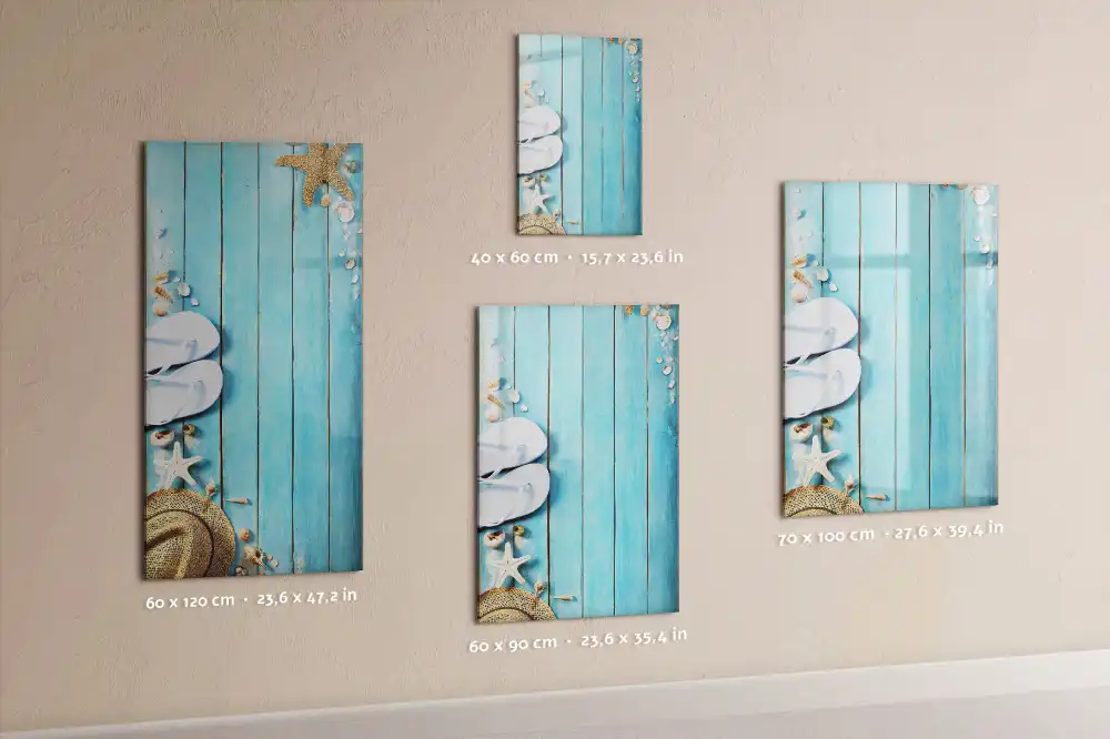 Tableau magnétique de dessin pour enfants motif terrasse de plage bleue