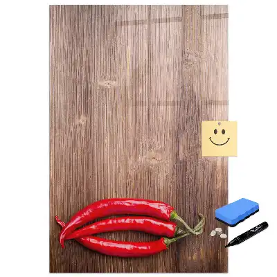 Tableau magnétique pour dessin motif piment sur planche à découper