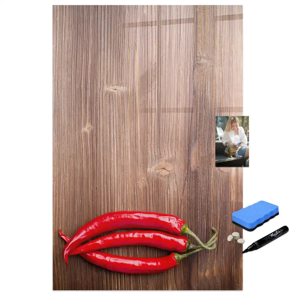 Tableau magnétique pour dessin motif piment sur planche à découper