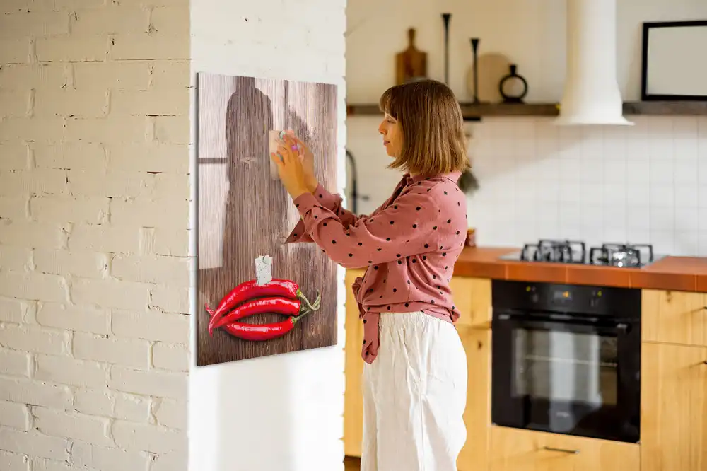 Tableau magnétique pour dessin motif piment sur planche à découper