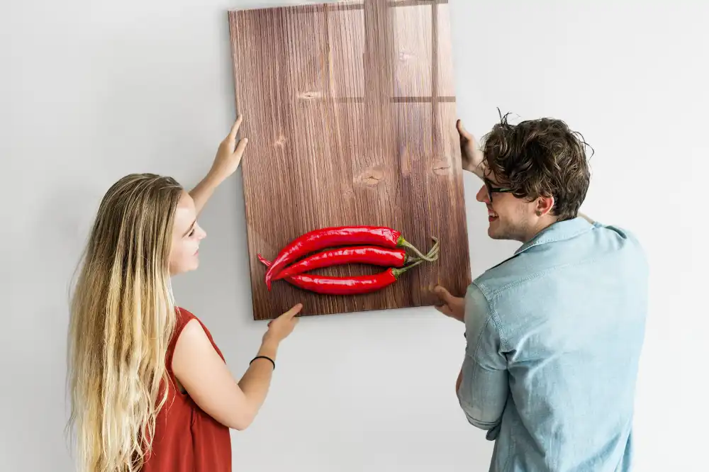 Tableau magnétique pour dessin motif piment sur planche à découper