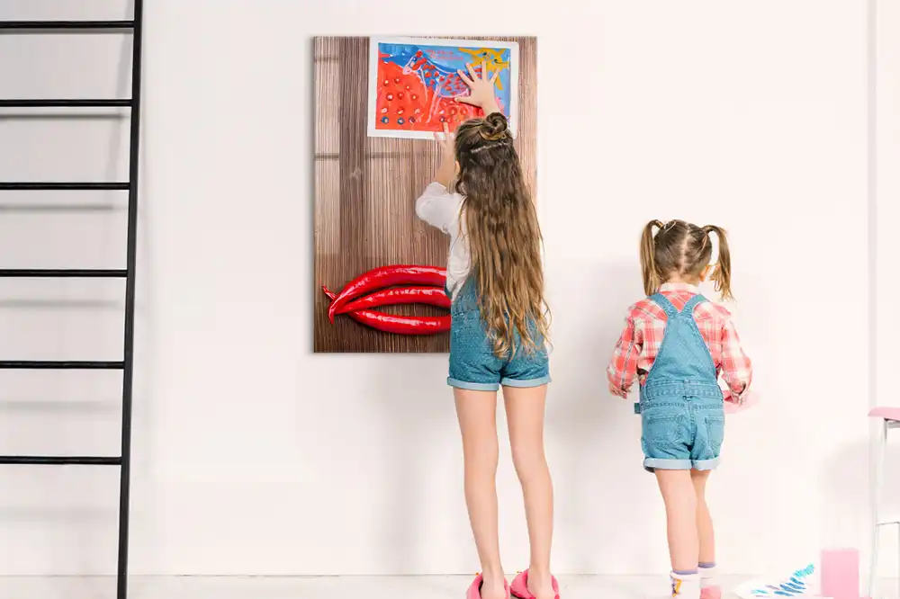 Tableau magnétique pour dessin motif piment sur planche à découper