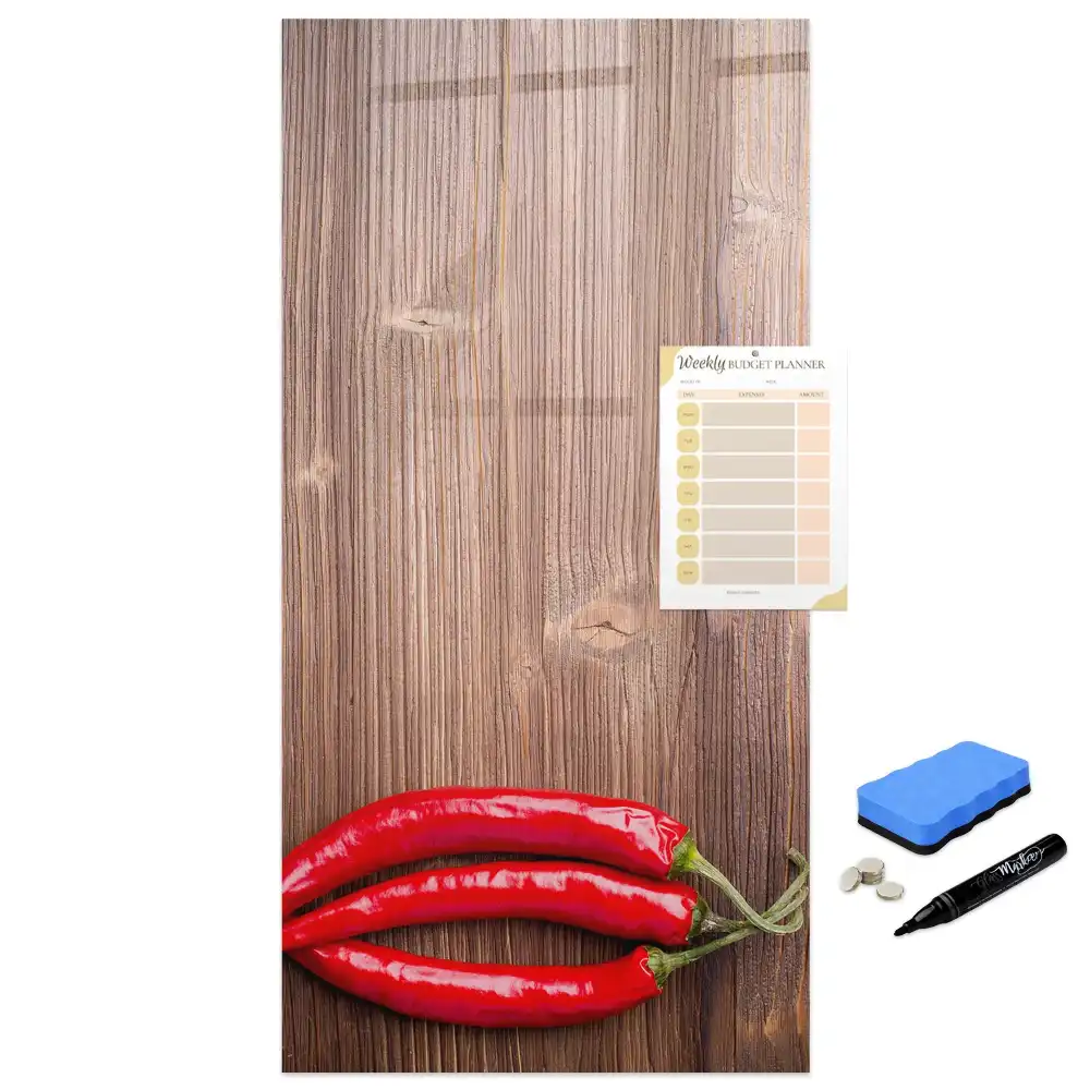 Tableau magnétique pour dessin motif piment sur planche à découper