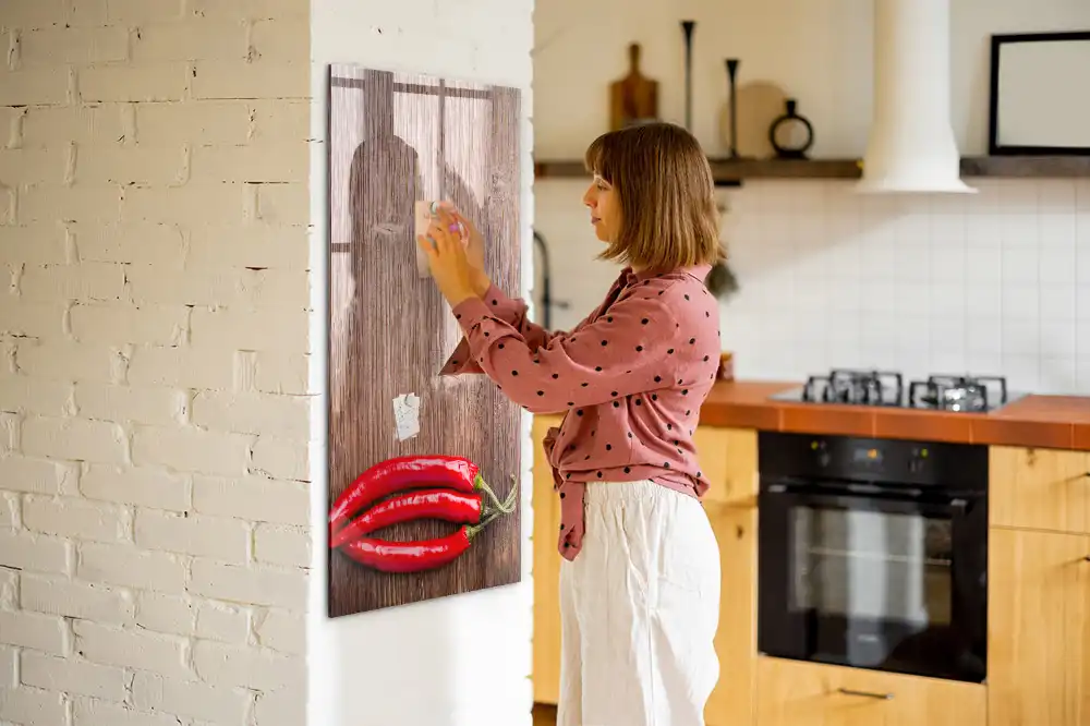Tableau magnétique pour dessin motif piment sur planche à découper