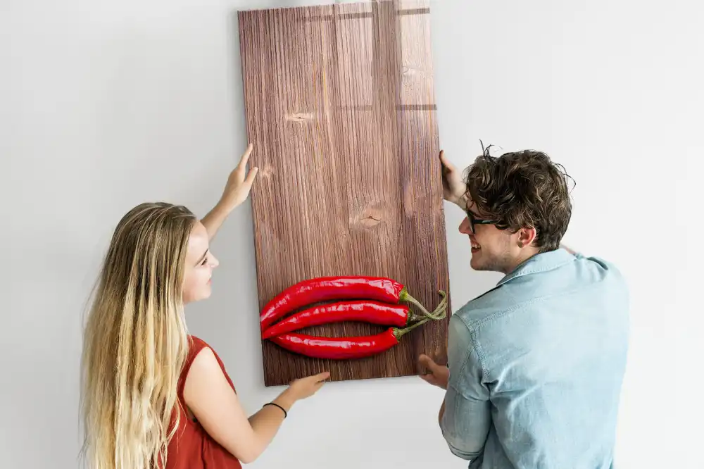 Tableau magnétique pour dessin motif piment sur planche à découper