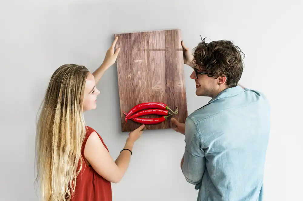 Tableau magnétique pour dessin motif piment sur planche à découper