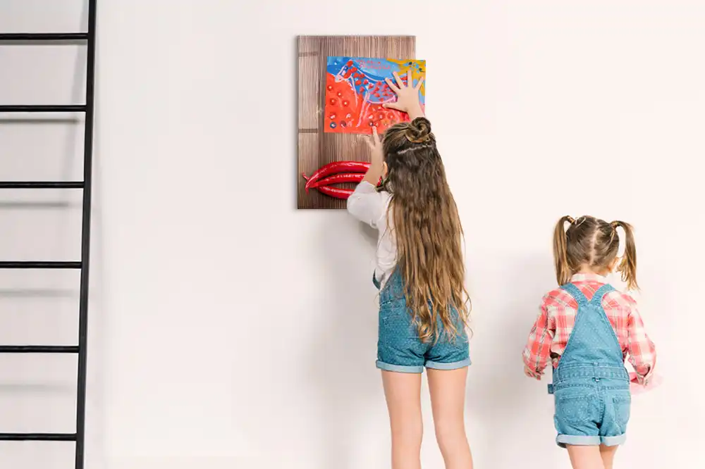 Tableau magnétique pour dessin motif piment sur planche à découper