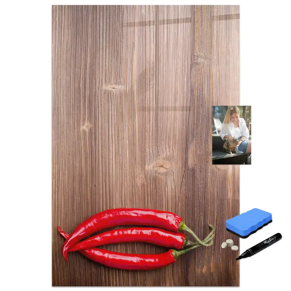 Tableau magnétique pour dessin motif piment sur planche à découper