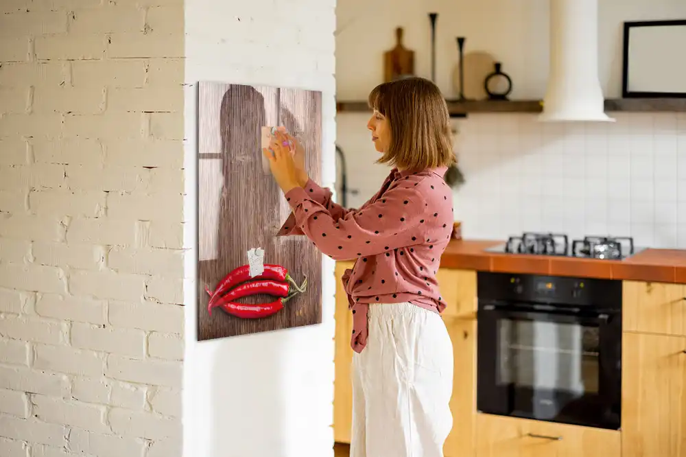 Tableau magnétique pour dessin motif piment sur planche à découper