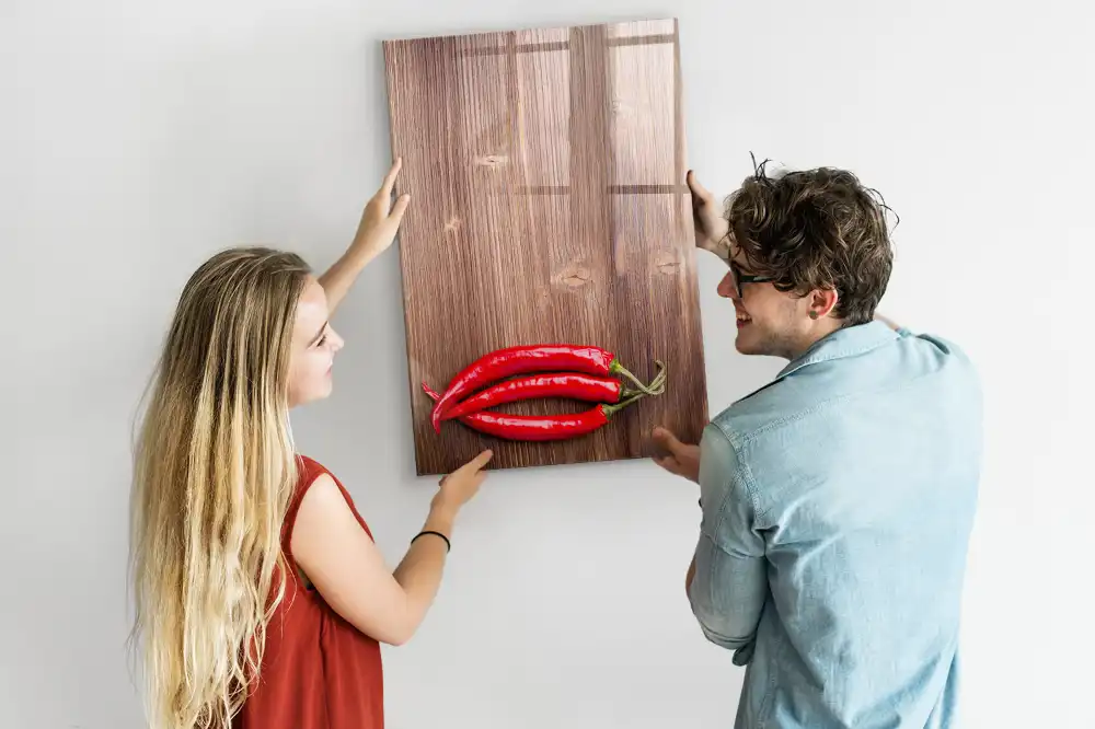 Tableau magnétique pour dessin motif piment sur planche à découper