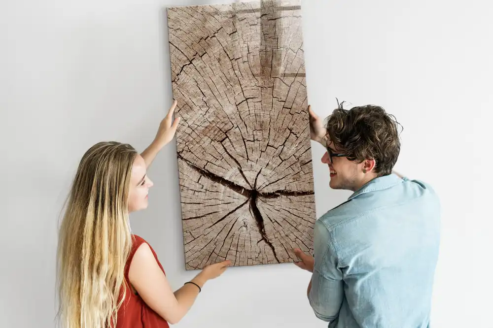 Tableau blanc magnétique effaçable à sec en forme de tranche de tronc