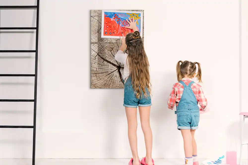 Tableau blanc magnétique effaçable à sec en forme de tranche de tronc