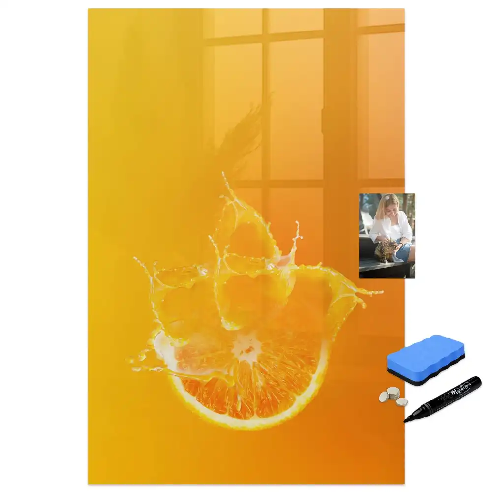 Tableau magnétique avec feutre motif jus d'orange pressé
