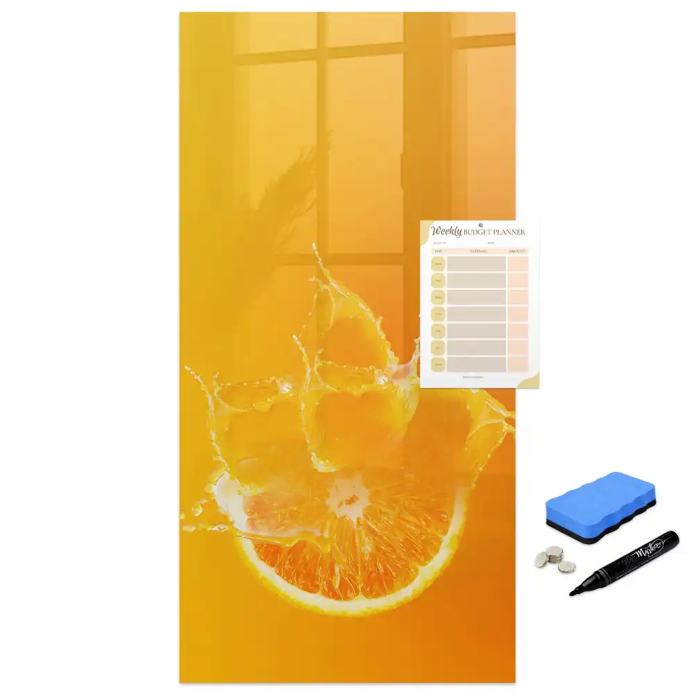 Tableau magnétique avec feutre motif jus d'orange pressé