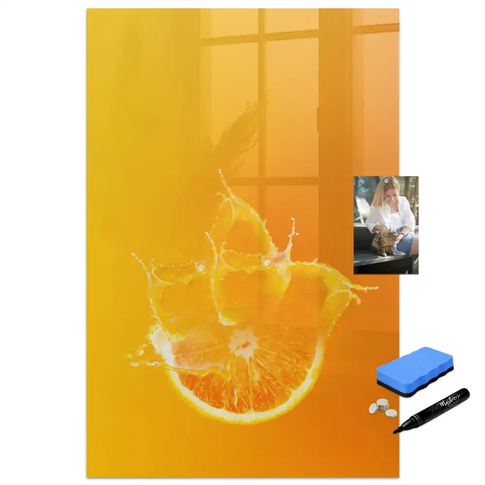 Tableau magnétique avec feutre motif jus d'orange pressé