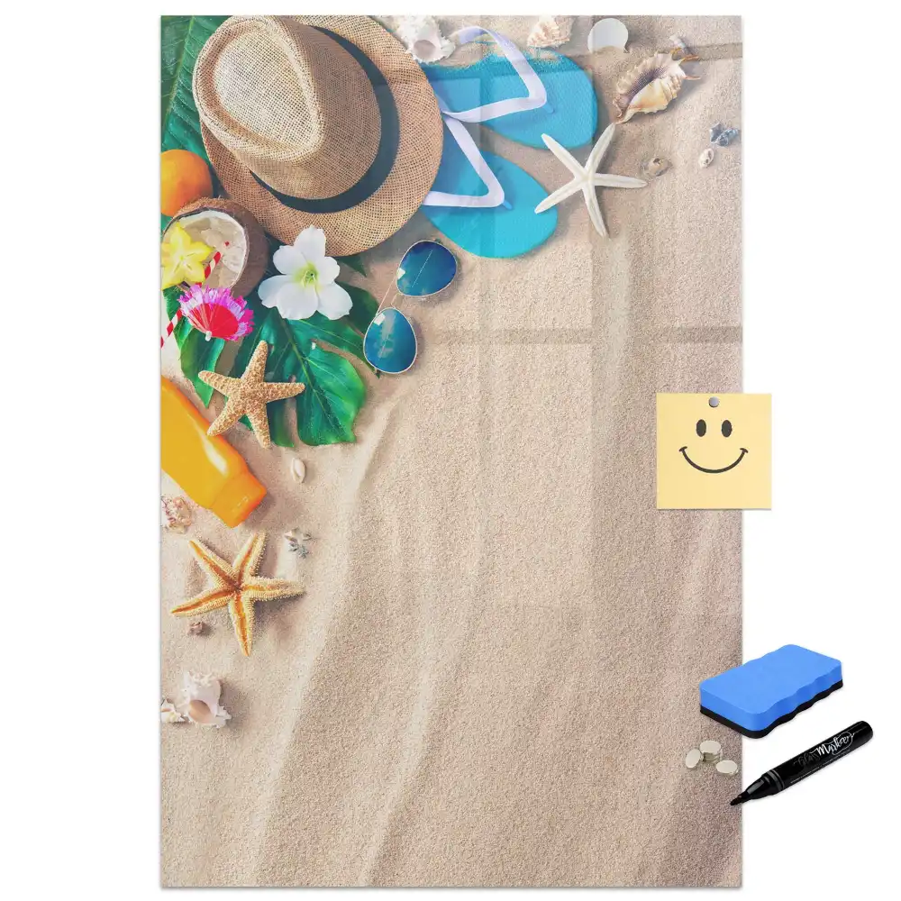 Tableau blanc magnétique effaçable à sec motif rivage sablonneux