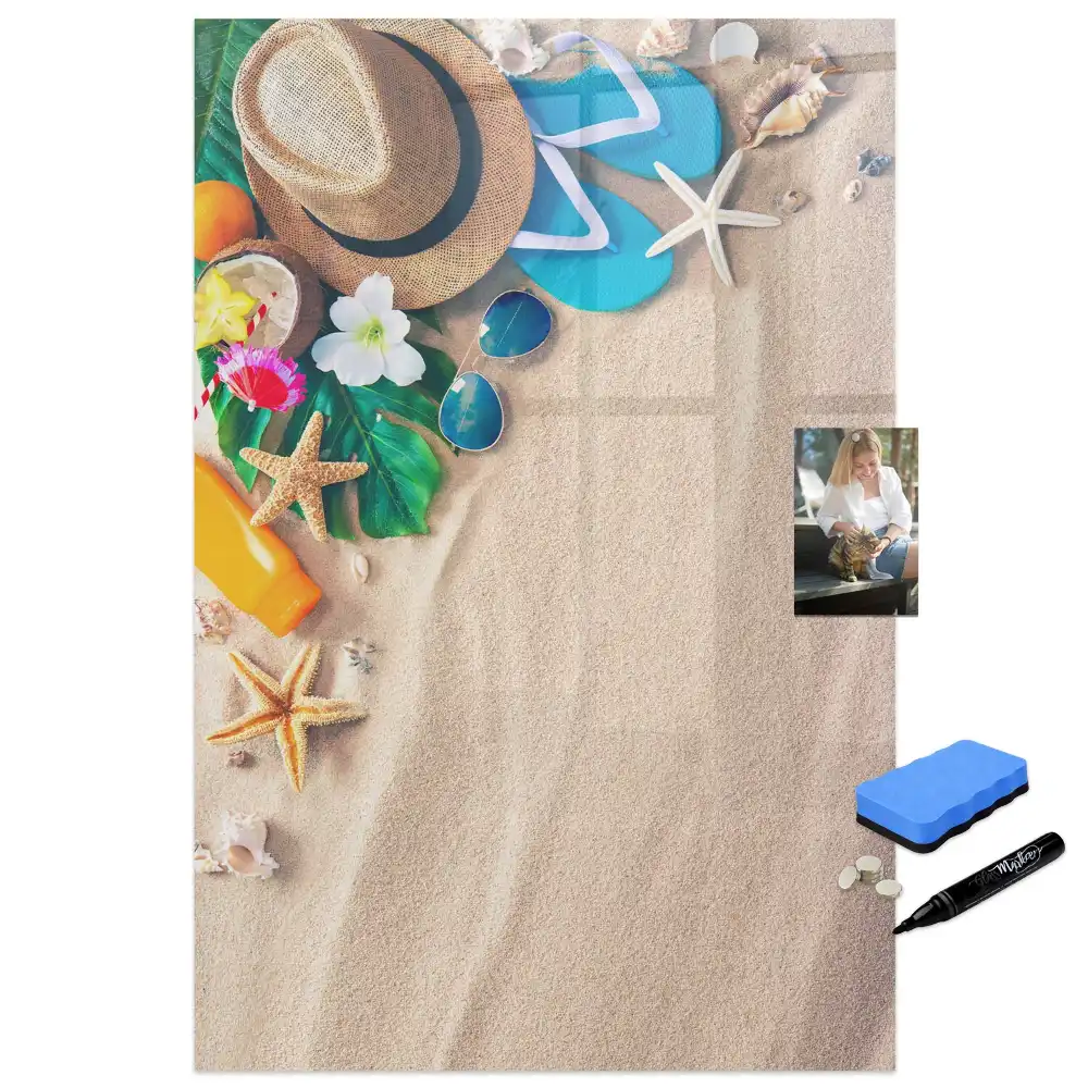 Tableau blanc magnétique effaçable à sec motif rivage sablonneux